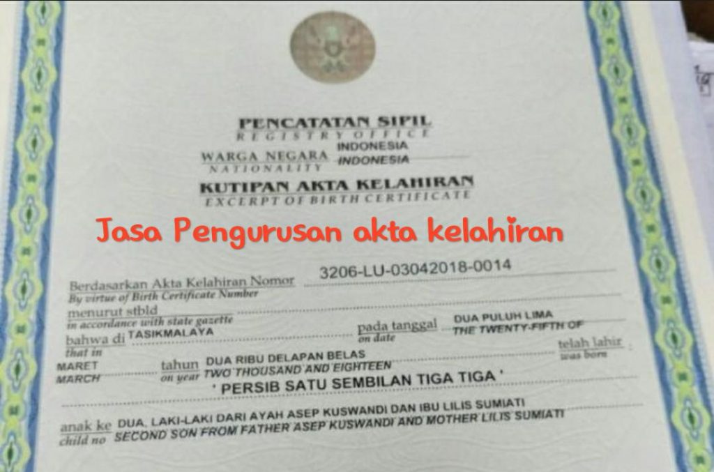 Jasa Pengurusan Akta Kelahiran Seluruh Kota Kabupaten Di Indonesia Biro